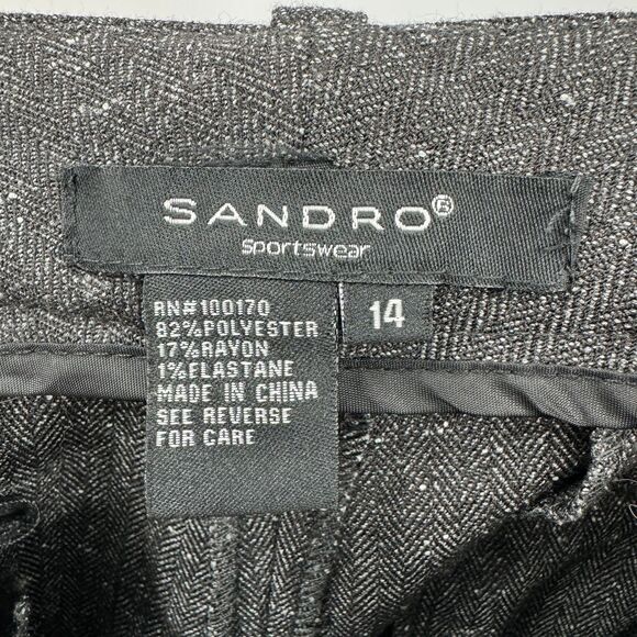 SANDRO Gray High Rise Wide Leg Trouser Pants Size 14 - Picture 5 of 5